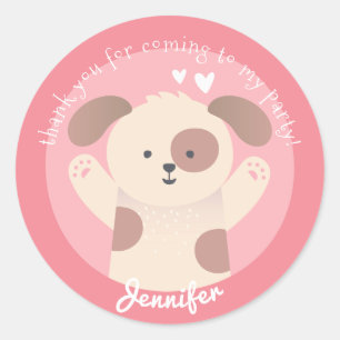 Sticker Rond Chiot mignon - Merci Anniversaire de enfant person