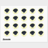 Sticker Rond Chiot noir Labrador (Feuille)