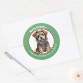 Sticker Rond Chiot Schnauzer miniature en hiver Noël de manteau (Enveloppe)