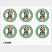 Sticker Rond Chiot Schnauzer miniature en hiver Noël de manteau (Feuille)