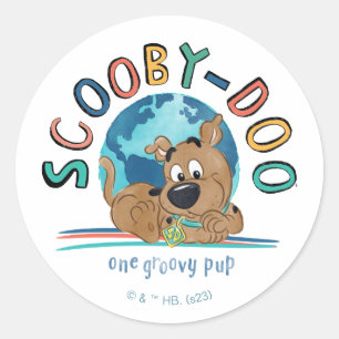 Sticker Rond Chiot Scooby-Doo "One Super Pup"