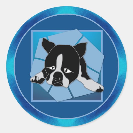 Sticker Rond Chiot triste (Devant)