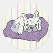 Sticker Rond Chiots Bouledogues Français French Bulldog (Devant)