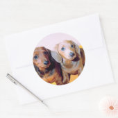 Sticker Rond Chiots de Dachsund (Enveloppe)
