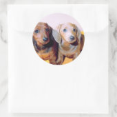 Sticker Rond Chiots de Dachsund (Sac)