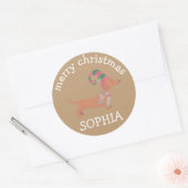 Sticker Rond Chiots mignons Dachshund amoureux des chiens Joyeu (Enveloppe)