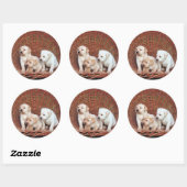 Sticker Rond Chiots précieux (Feuille)