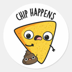 Sticker Rond Chip Arrive Des Puns De Poop Drôle