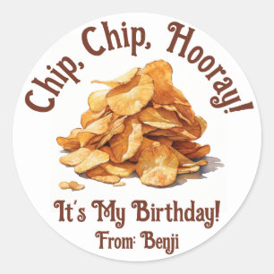 Sticker Rond Chip, Chip, Hooray ! Chips de pommes de terre, c'e