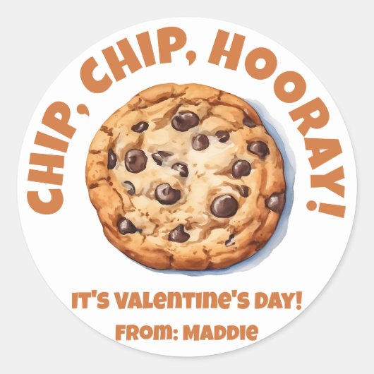 Sticker Rond Chip, Chip, Hooray ! Chocolat Chip Saint-Valentin (Devant)