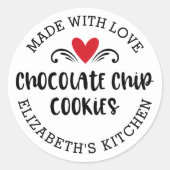 Sticker Rond Chip chocolat Cookie fait avec chevalet d'amour (Devant)