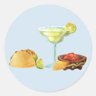 Sticker Rond Chip de cuisine mexicaine Margarita Taco Salsa
