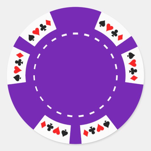 Sticker Rond Chip de jeu et de poker pourpre (Devant)