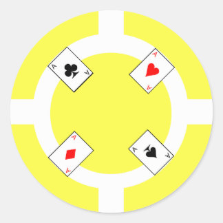 Sticker Rond Chip de poker - Jaune