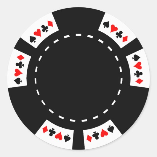Sticker Rond Chip de poker noir et blanc (Devant)