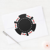 Sticker Rond Chip de poker noir et blanc (Enveloppe)