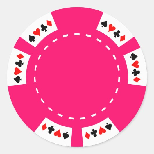 Sticker Rond Chip de poker rose et de jeu (Devant)