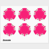 Sticker Rond Chip de poker rose et de jeu (Feuille)