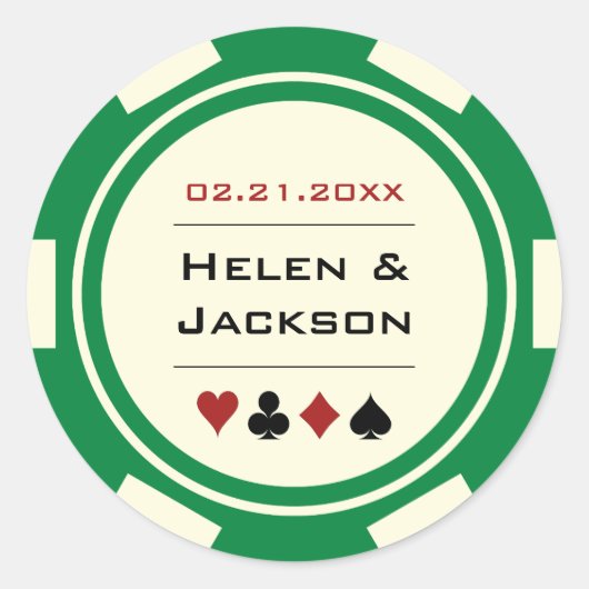 Sticker Rond Chip de poker vert et blanc (Devant)