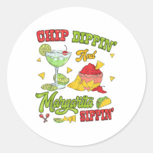 Sticker Rond Chip Dippin Et Margarita Sippin Cinco De Mayo