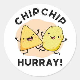 Sticker Rond Chip Hooray Drôle Happy Crisps Pun
