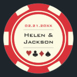 Sticker Rond Chip Red and Off White<br><div class="desc">Getting married à Las Vegas ou another fun casino town ? These red and white glossy stickers would make a perfect addition to a favor box,  enveloppope,  candy buffet and more.</div>