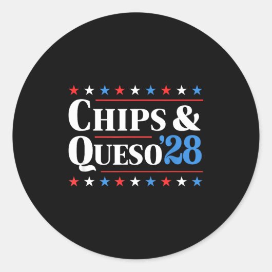 Sticker Rond Chips And Queso 2028 Funny Presidential Election 2 (Devant)