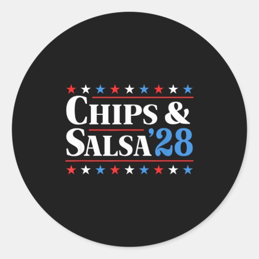 Sticker Rond Chips And Salsa 2028 Funny Presidential Election 2 (Devant)