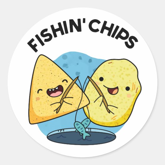 Sticker Rond Chips de pêche Funny Food Pun (Devant)