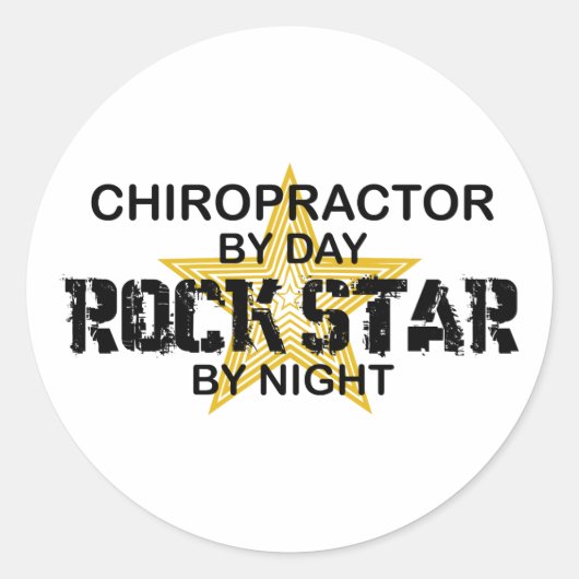 Sticker Rond Chiropractor Rock Star par nuit (Devant)