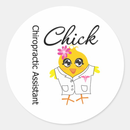 Sticker Rond Chiropratique Assistant Chick (Devant)