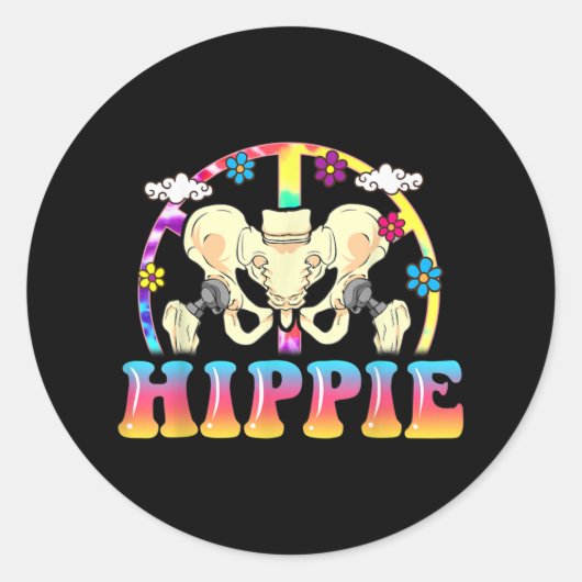 Sticker Rond Chirurgie mixte de remplacement de hanche hippie a (Devant)