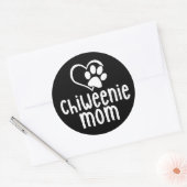 Sticker Rond Chiweenie Maman Chippy Coeur Paw Amour (Enveloppe)