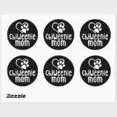 Sticker Rond Chiweenie Maman Chippy Coeur Paw Amour (Feuille)