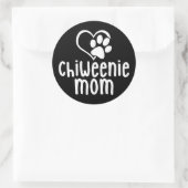 Sticker Rond Chiweenie Maman Chippy Coeur Paw Amour (Sac)