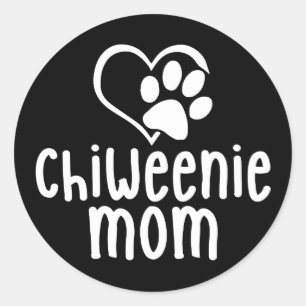 Sticker Rond Chiweenie Maman Chippy Coeur Paw Amour