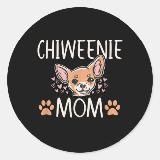 Sticker Rond chiweenie mom chihuahua cute dog owner love lover