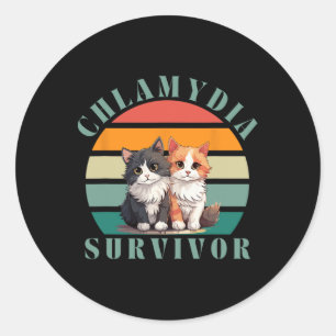 Sticker Rond Chlamydia Survivante Rétro Sarcastique Ironique Y2