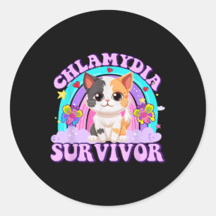 Sticker Rond Chlamydia Survivor Chat Mème De Chat Chemises Drôl