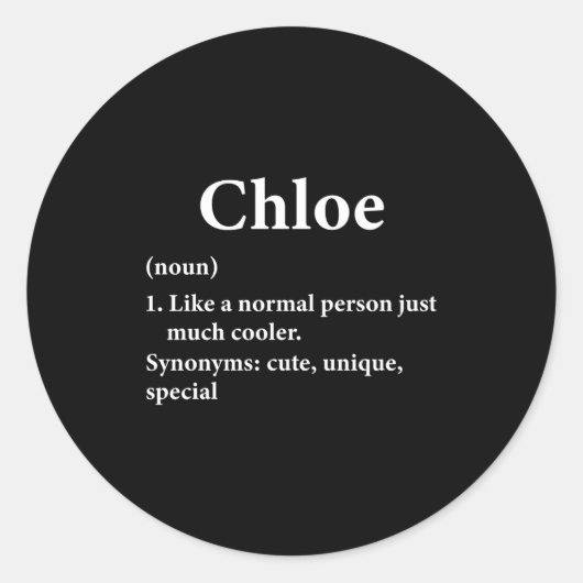 Sticker Rond Chloe Name Definition Funny D (Devant)