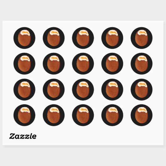 Sticker Rond Chocolat aux oeufs de crème Pâques Quirky bizarre  (Feuille)