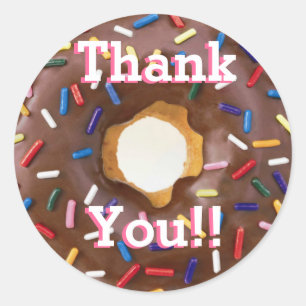 Sticker Rond Chocolat avec arrosage Donut Anniversaire Merci