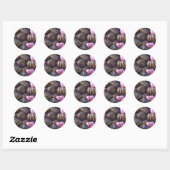 Sticker Rond chocolat avec feuille rose (Feuille)
