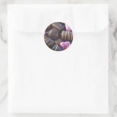 Sticker Rond chocolat avec feuille rose (Sac)