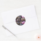 Sticker Rond chocolat avec feuille rose (Enveloppe)