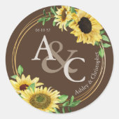 Sticker Rond Chocolat Brown ・ Élégant Mariage moderne (Devant)