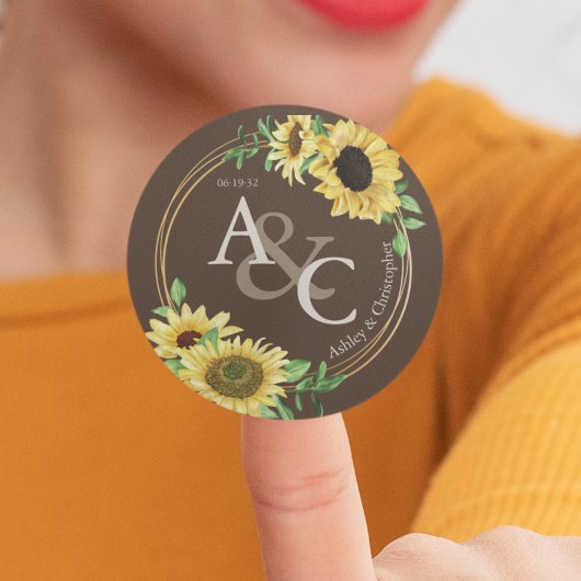 Sticker Rond Chocolat Brown ・ Élégant Mariage moderne