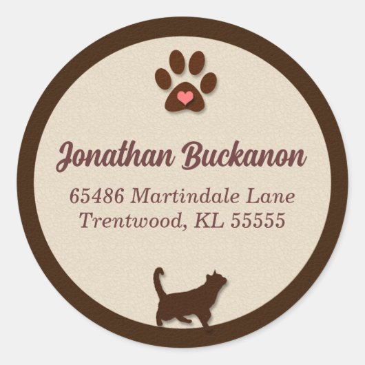 Sticker Rond Chocolat Brown et Chat Tan Thème (Devant)