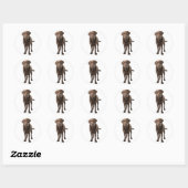 Sticker Rond Chocolat Brown Labrador Retriever Chien chiot (Feuille)