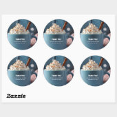 Sticker Rond Chocolat chaud avec crème humide Baby shower confo (Feuille)
